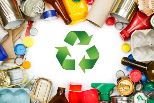 Recycling and donation bins after a loft clearance